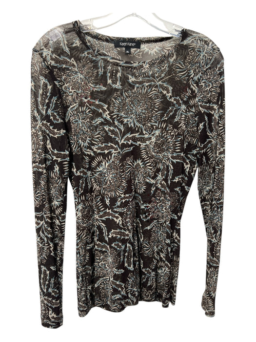 Rebecca Taylor Size 8 Turquoise & Grey Silk Tie Back Open Shoulder Top Turquoise & Grey / 8