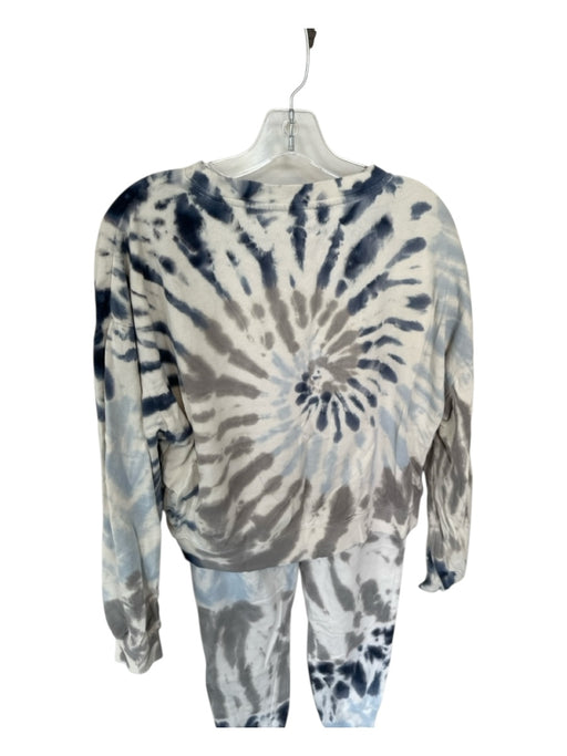 Z Supply Size M Blue & Gray Cotton Long Sleeve Tie Dye Jogger Lounge Pant Set Blue & Gray / M