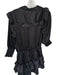 Misa Size S Black Viscose Long Sleeve Ruffles Elastic Waist Dress Black / S