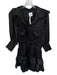Misa Size S Black Viscose Long Sleeve Ruffles Elastic Waist Dress Black / S