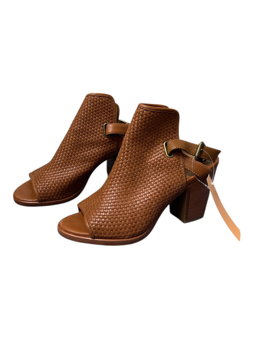 Frye Shoe Size 7 Caramel Leather Woven Slingback Open Toe & Heel Shoes Caramel / 7