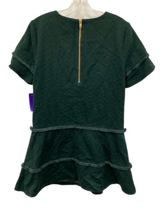 Marie Oliver Size XS Green Cotton Short Sleeve Fringe Knee Length Back Zip Dress Green / XS