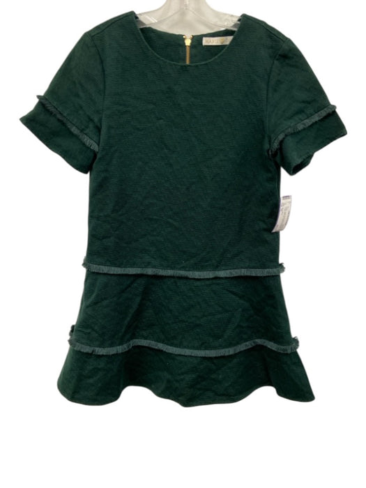 Marie Oliver Size XS Green Cotton Short Sleeve Fringe Knee Length Back Zip Dress Green / XS