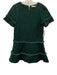 Marie Oliver Size XS Green Cotton Short Sleeve Fringe Knee Length Back Zip Dress Green / XS