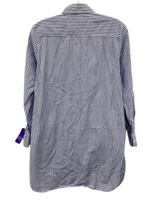 The Shirt Size S Blue & White Cotton Long Sleeve Striped Button Up Collar Top Blue & White / S