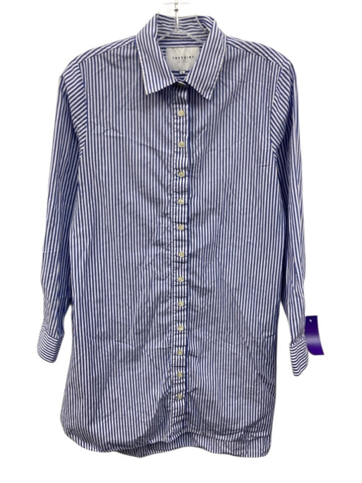 The Shirt Size S Blue & White Cotton Long Sleeve Striped Button Up Collar Top Blue & White / S