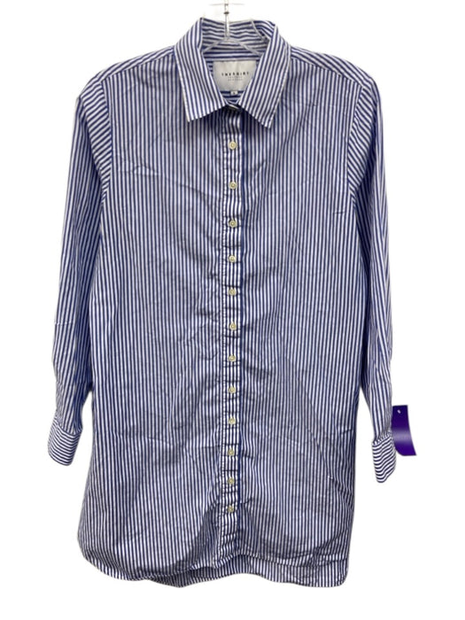 The Shirt Size S Blue & White Cotton Long Sleeve Striped Button Up Collar Top Blue & White / S