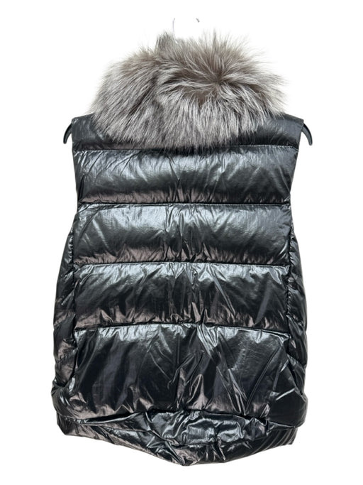 India Richards Size M Gray Polyester Fox Fur Puffer Zip Up Vest Gray / M