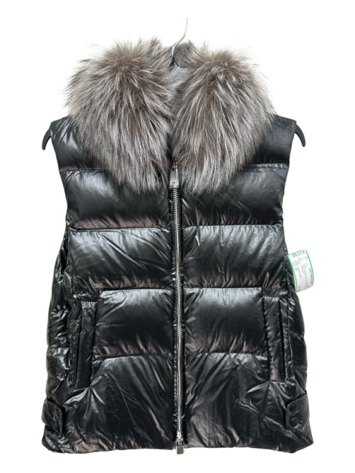India Richards Size M Gray Polyester Fox Fur Puffer Zip Up Vest Gray / M