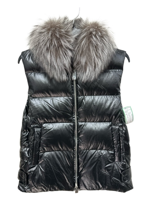 India Richards Size M Gray Polyester Fox Fur Puffer Zip Up Vest Gray / M