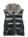 India Richards Size M Gray Polyester Fox Fur Puffer Zip Up Vest Gray / M