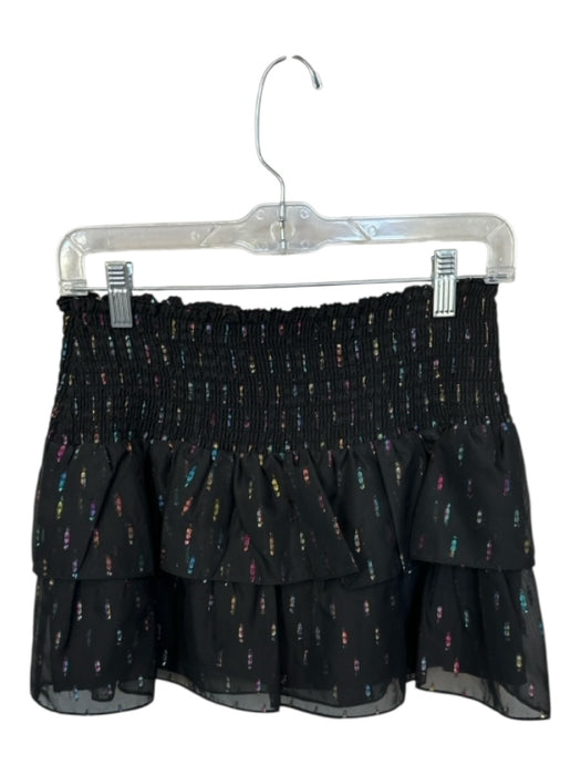 Amanda Uprichard Size S Black & Multi Polyester Smocked Metallic Mini Skirt Black & Multi / S