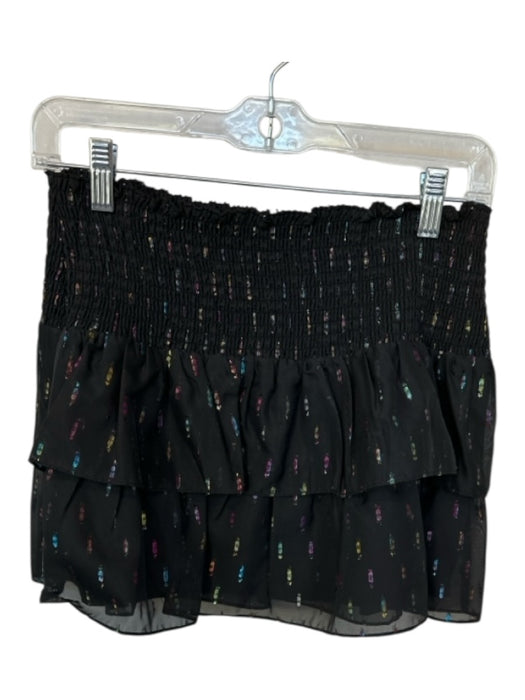 Amanda Uprichard Size S Black & Multi Polyester Smocked Metallic Mini Skirt Black & Multi / S