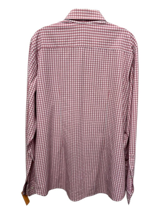 Mizzen + Main Size XL Pink & White Polyester Plaid Button Down Long Sleeve Shirt Pink & White / XL