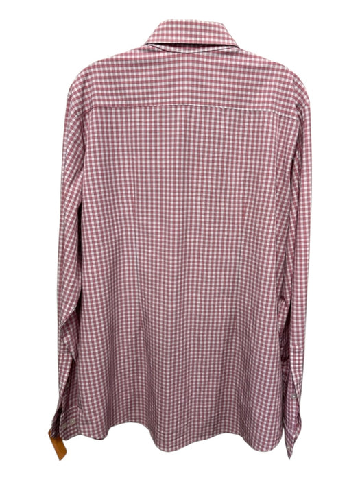 Mizzen + Main Size XL Pink & White Polyester Plaid Button Down Long Sleeve Shirt Pink & White / XL