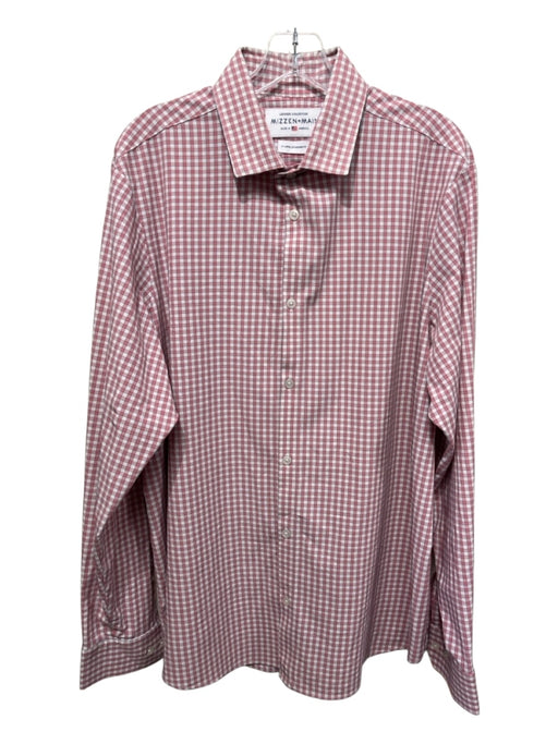 Mizzen + Main Size XL Pink & White Polyester Plaid Button Down Long Sleeve Shirt Pink & White / XL