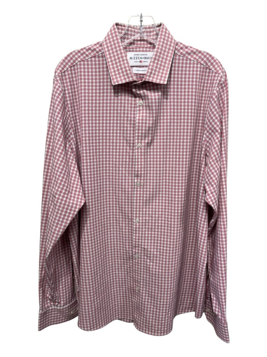 Mizzen + Main Size XL Pink & White Polyester Plaid Button Down Long Sleeve Shirt Pink & White / XL