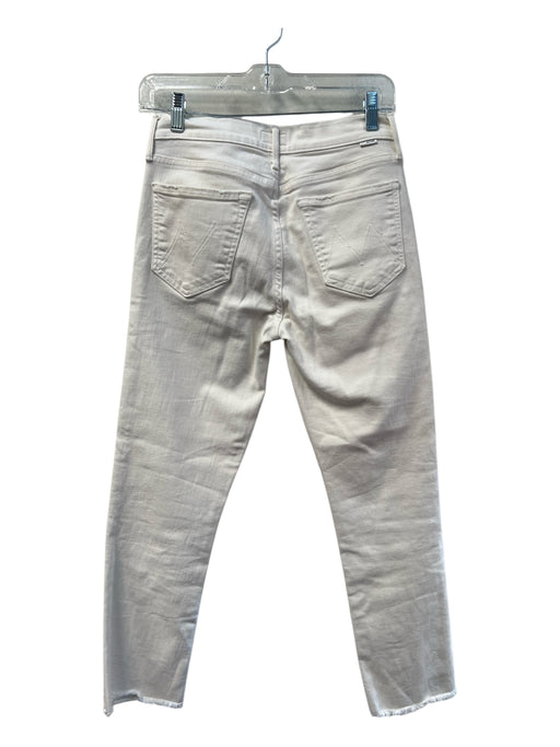 Mother Size 27 Winter White Cotton Blend 5 Pocket Frayed Ankle Zip Fly Jeans Winter White / 27