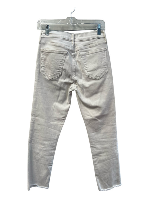 Mother Size 27 Winter White Cotton Blend 5 Pocket Frayed Ankle Zip Fly Jeans Winter White / 27