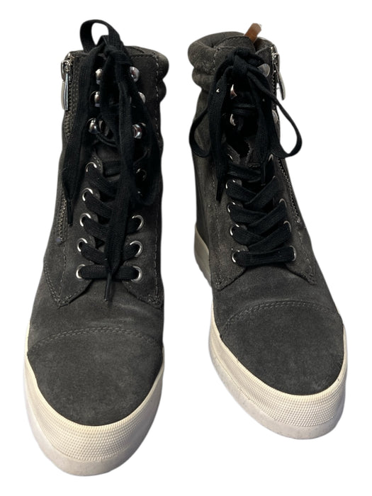 Paige Shoe Size 7.5 Graphite Suede Zip Detail lace up High Top Booties Graphite / 7.5