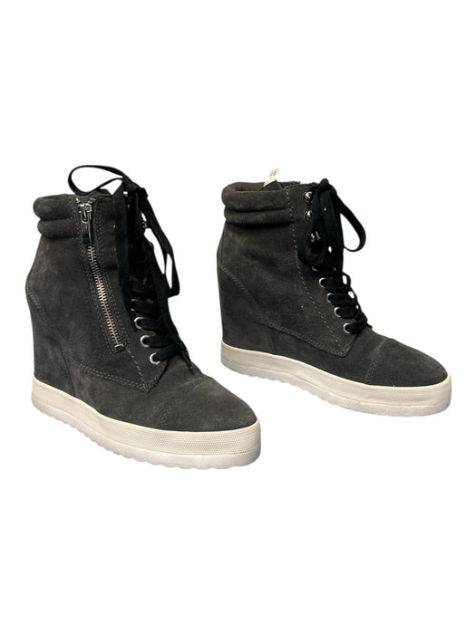 Paige Shoe Size 7.5 Graphite Suede Zip Detail lace up High Top Booties Graphite / 7.5