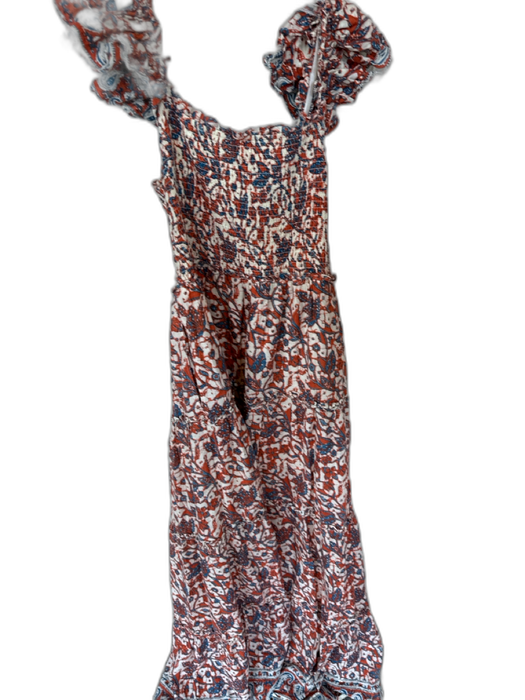 Love The Label Size M Orange & Blue Cotton Smocked Floral Maxi Dress Orange & Blue / M