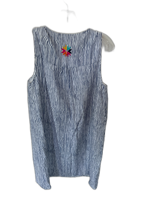 THML Size M Blue & Multi Rayon Sleeveless Striped Embroidered Dress Blue & Multi / M