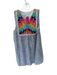 THML Size M Blue & Multi Rayon Sleeveless Striped Embroidered Dress Blue & Multi / M