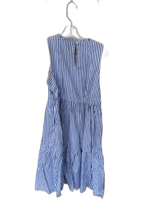 J. Crew Size 4 Blue & White Cotton Sleeveless Striped Ruffle collar Maxi Dress Blue & White / 4