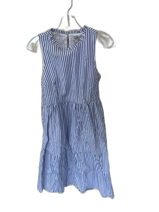J. Crew Size 4 Blue & White Cotton Sleeveless Striped Ruffle collar Maxi Dress Blue & White / 4