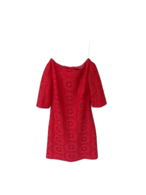Adrianna Papell Size 4 coral Polyester Short Sleeve Lace Overlay Back Zip Dress coral / 4