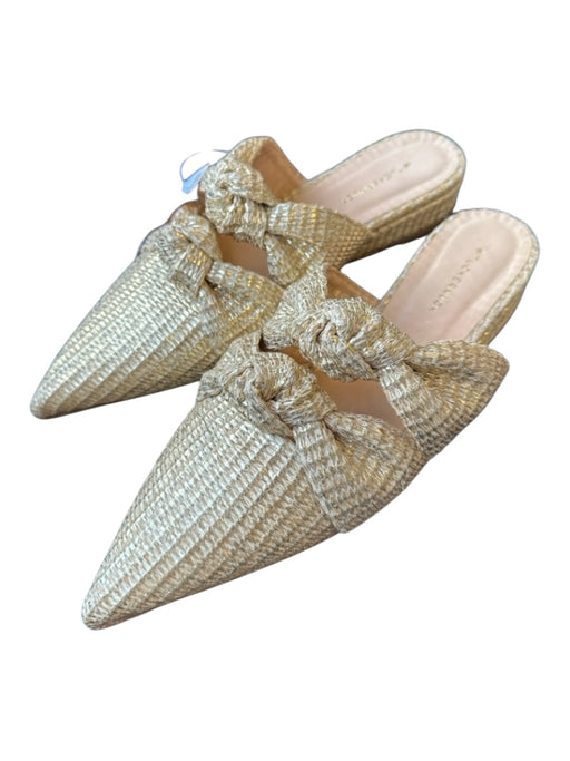 Tuckernuck Shoe Size 10 Tan & Gold Raffa Knots Pointed Toe Metallic Mules Tan & Gold / 10