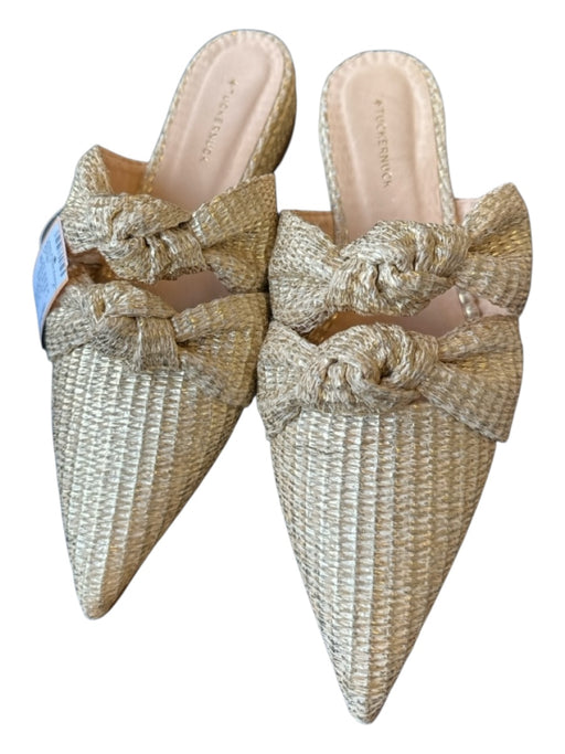 Tuckernuck Shoe Size 10 Tan & Gold Raffa Knots Pointed Toe Metallic Mules Tan & Gold / 10