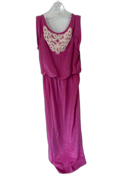 Tibi Size 4 Purple & White Silk Cap Sleeve Beaded Cowl Back Back Tie Gown Purple & White / 4