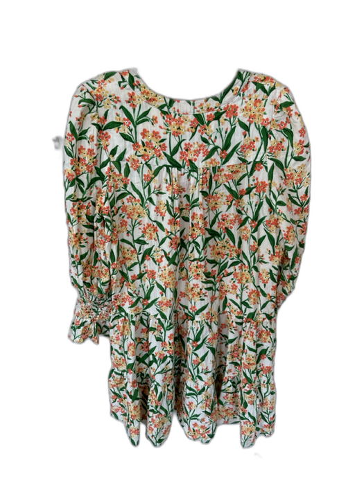 Pomander Place Size M Orange & Green Rayon Blend Long Sleeve Botanical Dress Orange & Green / M