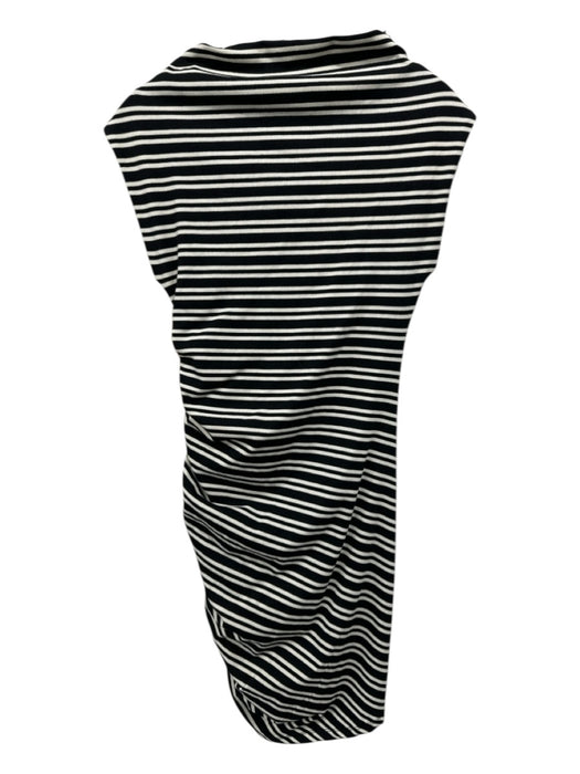 Anthropologie Size XS Black & White Polyester & Viscose Stripe Mock Neck Dress Black & White / XS