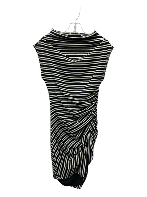Anthropologie Size XS Black & White Polyester & Viscose Stripe Mock Neck Dress Black & White / XS