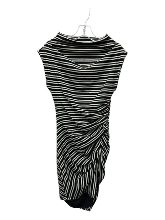 Anthropologie Size XS Black & White Polyester & Viscose Stripe Mock Neck Dress Black & White / XS
