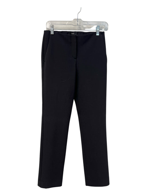 Theory Size 0 Black Polyester Blend Mid Rise zip fly Straight Leg Slacks Pants Black / 0