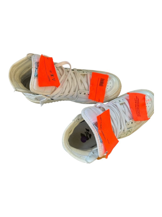 Off-Whiite Shoe Size 37 White & Orange Canvas & Leather High Top Sneakers White & Orange / 37