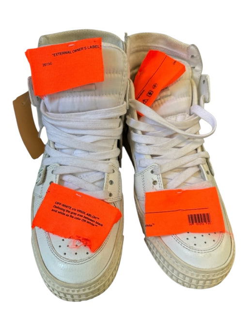 Off-Whiite Shoe Size 37 White & Orange Canvas & Leather High Top Sneakers White & Orange / 37