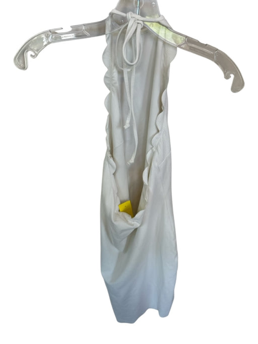 Marysia Size M White Polyamide Halter Neck Textured Scalloped Dress White / M