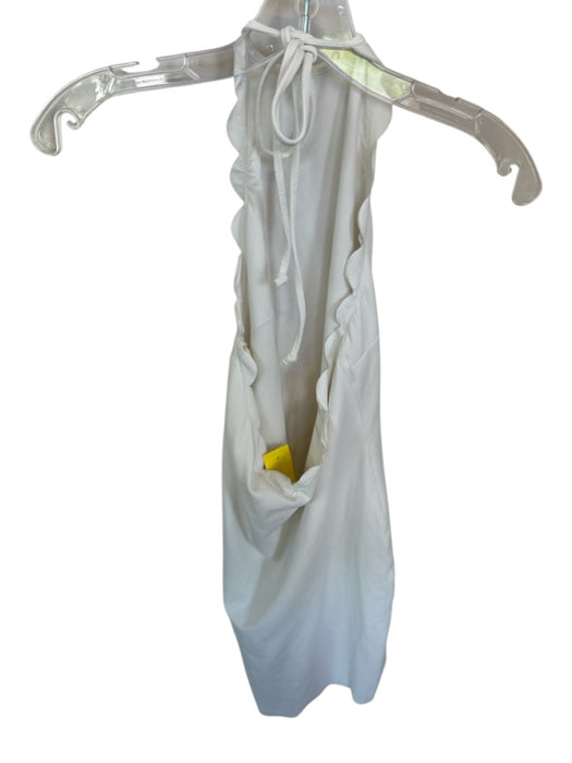 Marysia Size M White Polyamide Halter Neck Textured Scalloped Dress White / M