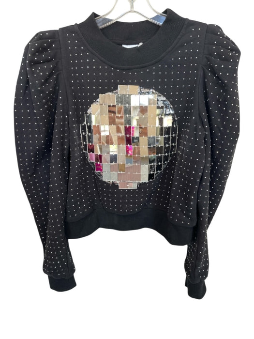 Queen of Sparkles Size XS Black & Silver Cotton Blend Rhinestone Sweatshirt Black & Silver / XS