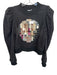 Queen of Sparkles Size XS Black & Silver Cotton Blend Rhinestone Sweatshirt Black & Silver / XS