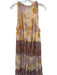 Carolina K Size XS Tan & Purple Cotton Sleeveless Flowers Buttons Maxi Dress Tan & Purple / XS