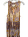 Carolina K Size XS Tan & Purple Cotton Sleeveless Flowers Buttons Maxi Dress Tan & Purple / XS