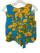 Olivia by Livro Size S Blue & Yellow Linen High Waist Flowers Belted Short Set Blue & Yellow / S