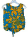 Olivia by Livro Size S Blue & Yellow Linen High Waist Flowers Belted Short Set Blue & Yellow / S