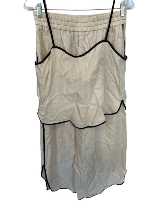 Sancia Size S/M Cream & Black Tencel Spaghetti Strap Scallopped Hem Pant Set Cream & Black / S/M